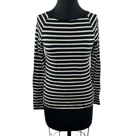 THEORY Long Sleeve Black White Stripe Pullover Layer S Small Classic - Picture 1 of 7
